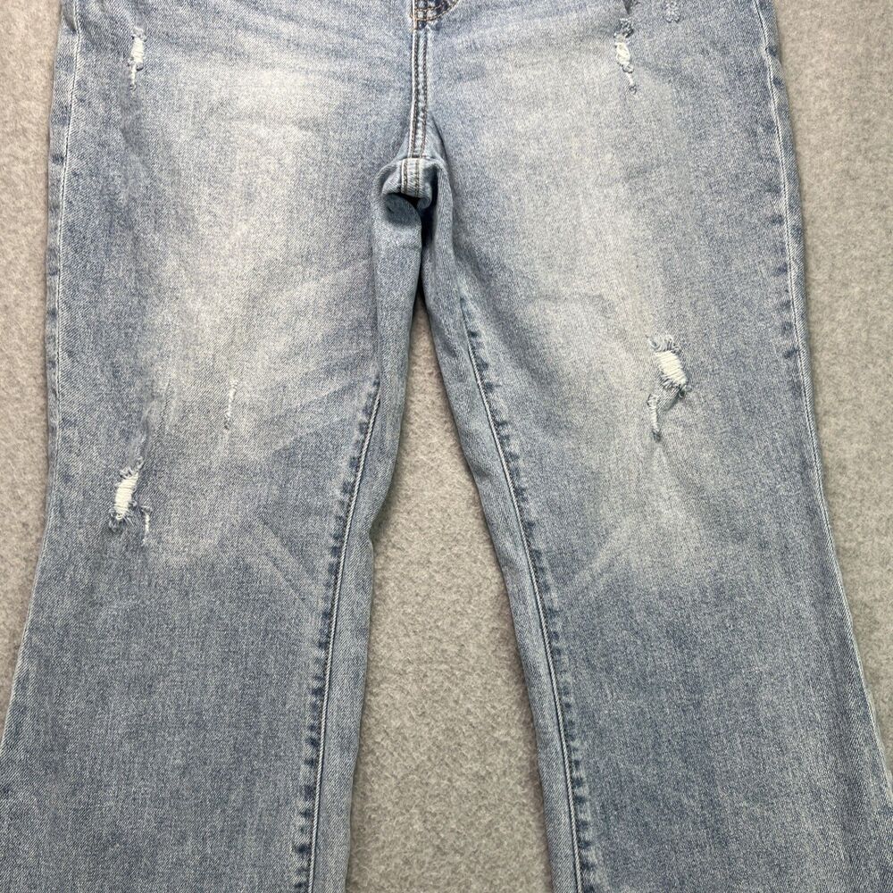 Liverpool Jeans Hannah Crop Flare Leg 12/31 Blue Distressed Denim Fray Hem Boho - Picture 4 of 16